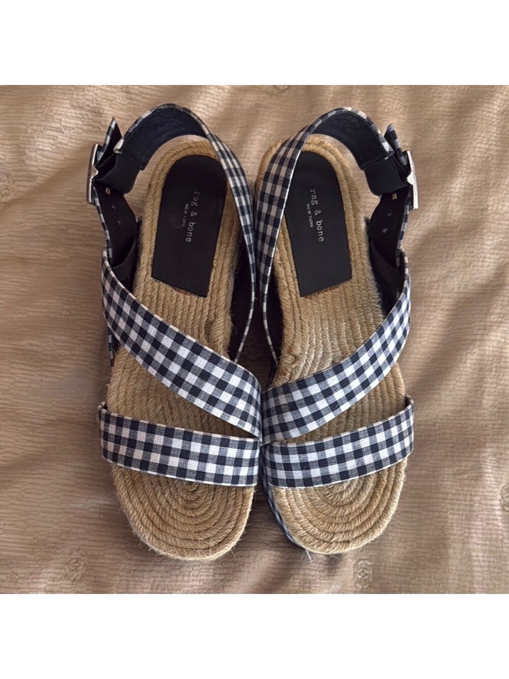 Rag & Bone Gingham Espadrille Platform Sandals - Picture 7 of 11